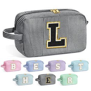 Monogram Initial Makeup Bags - Personalized Black Cosmetic Case For Women &🐙